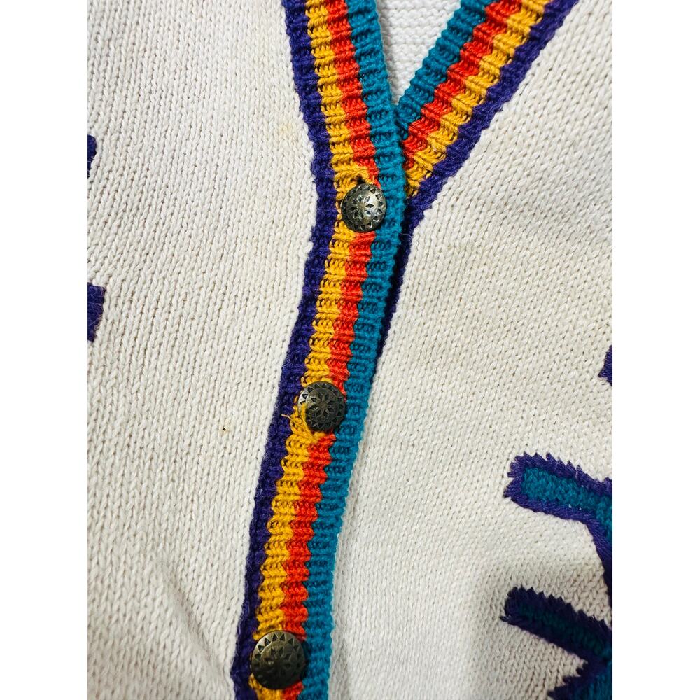 Vintage Napa Valley Rainbow Aztec Copper Button Sweater Vest Size Extra Large - Picture 4 of 9
